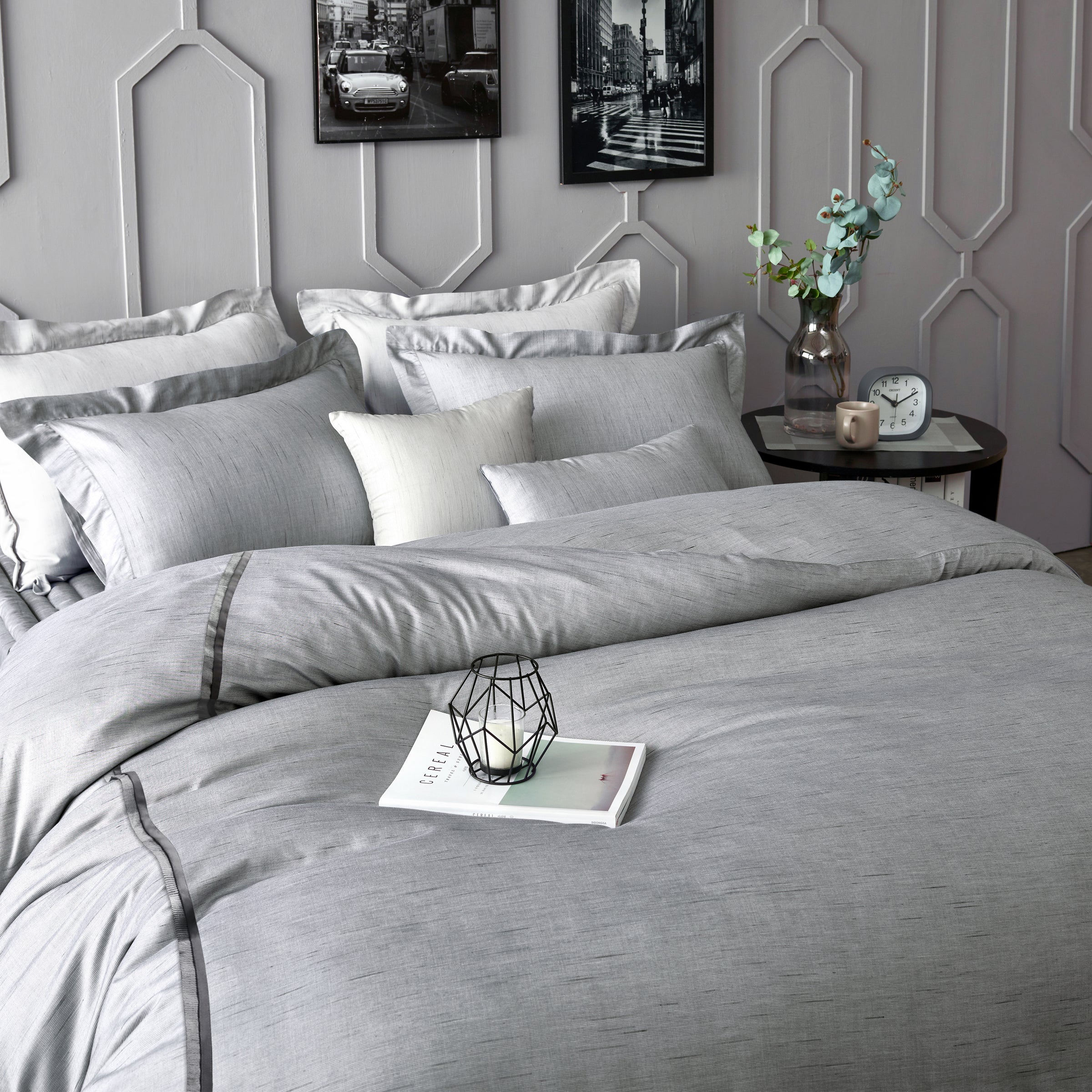 TENCEL modal grey hotel bedding - queen, king duvet cover set