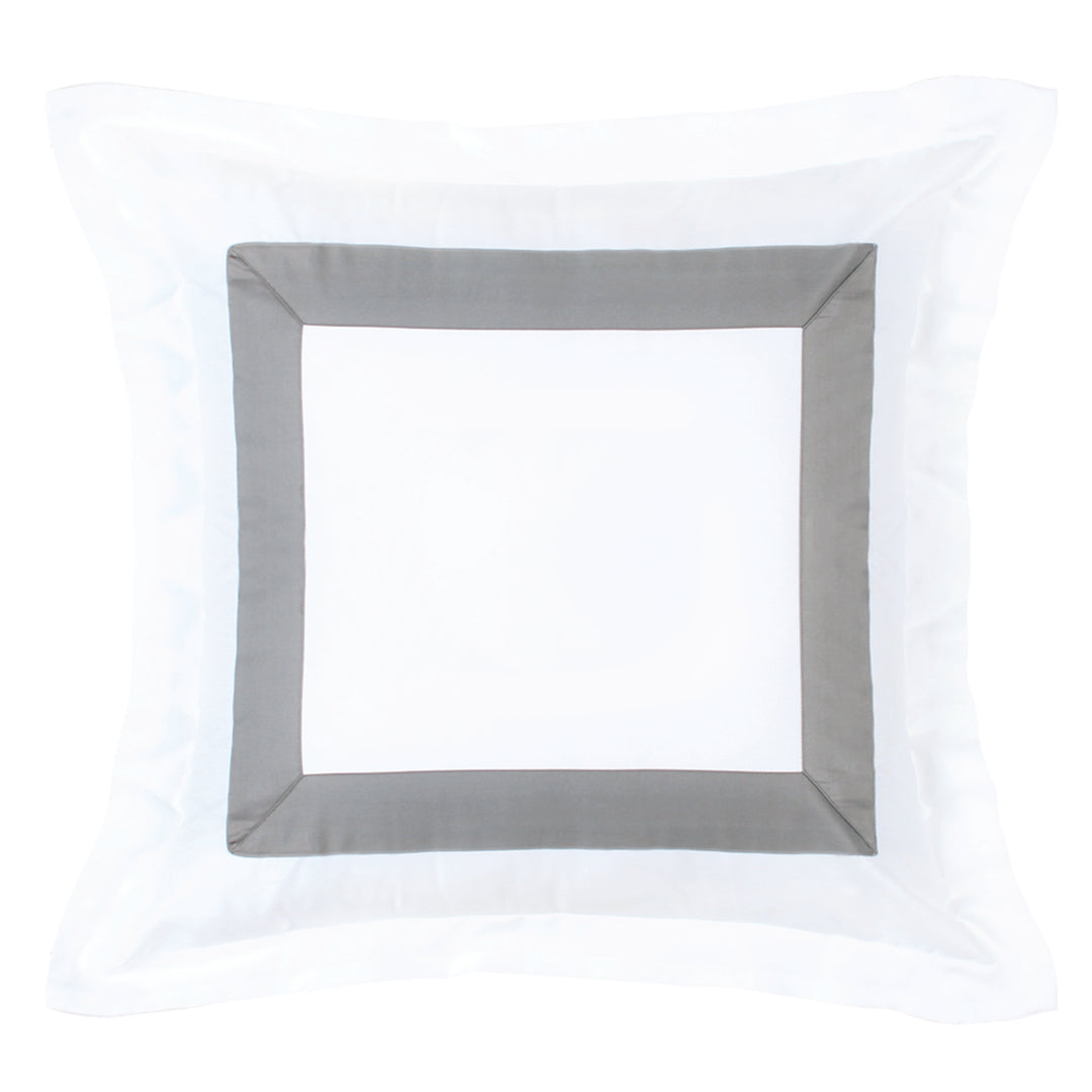 "Border" Light Grey Flange Sham Pillow Cover
