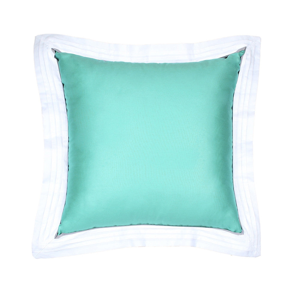 Sateen Powder Blue Pintuck Flange Sham Pillow