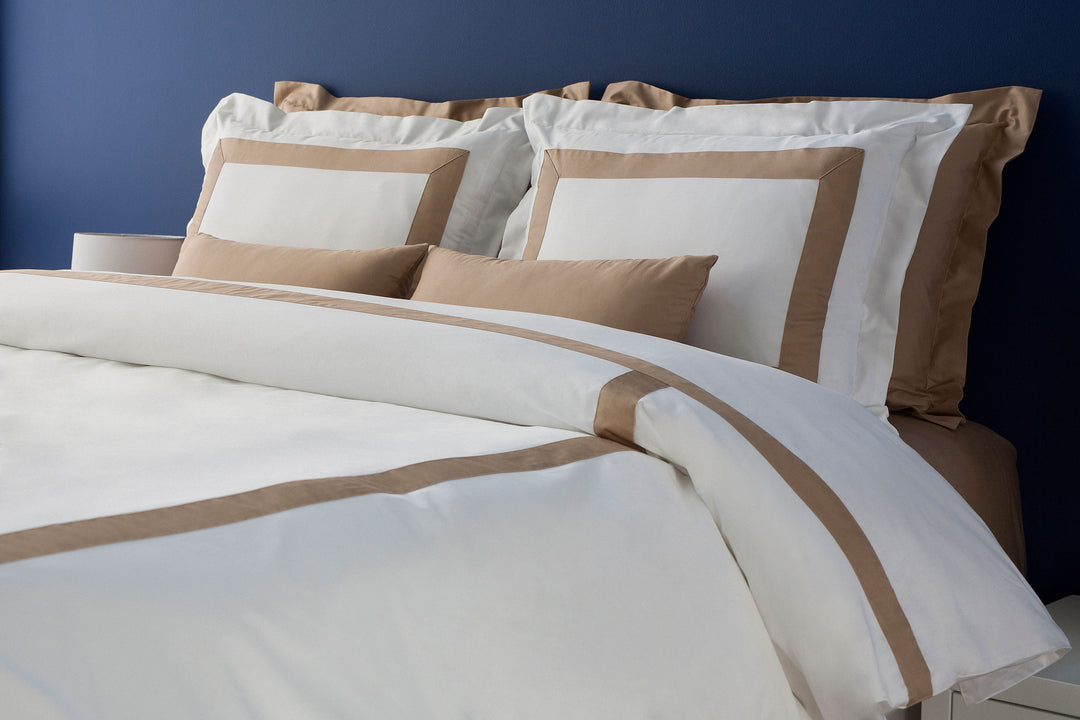 Solid Beige Flange Pillowcase - Hotel Collection | Premium Cotton Decorative Border