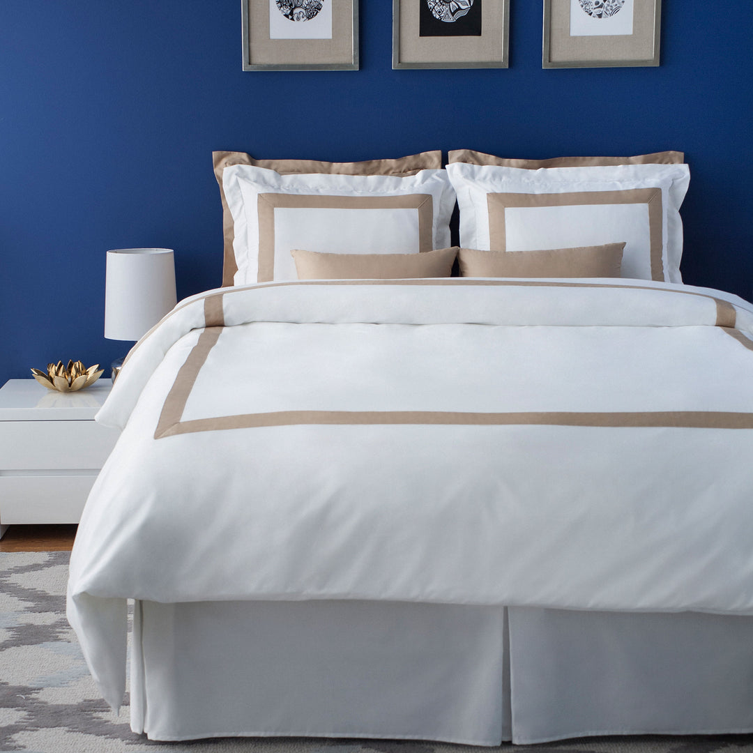 Solid Beige Flange Pillowcase - Hotel Collection | Premium Cotton Decorative Border