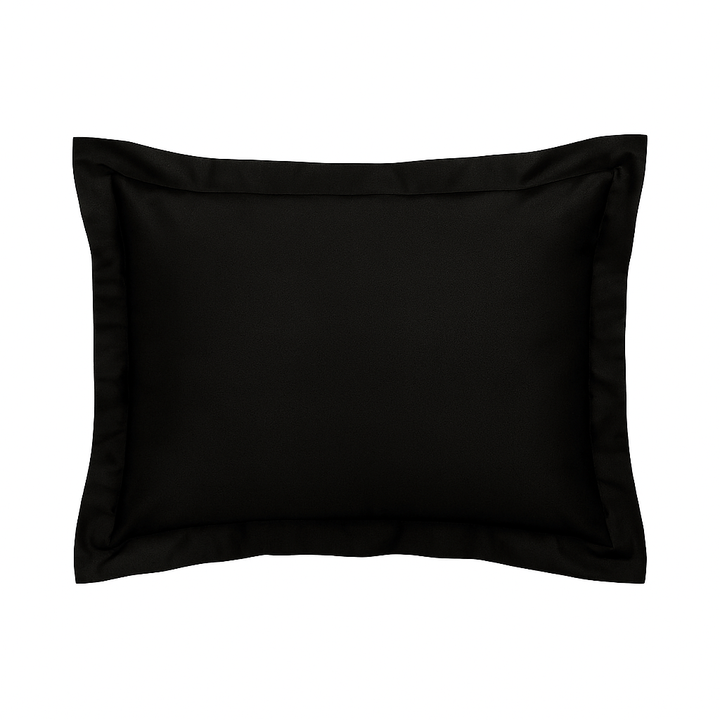 Solid Black Bed Pillowcase - LaCozi Hotel Collection | Premium Cotton Decorative Flange