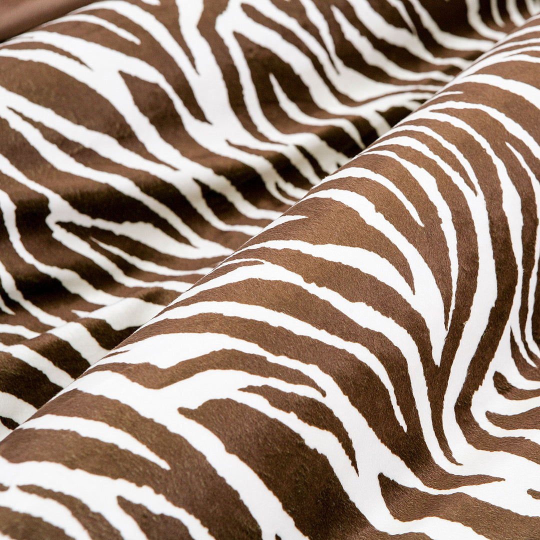 Zebra Print Reversible Duvet Cover Set — Microfiber Animal Print Bedding with Solid Brown Reverse