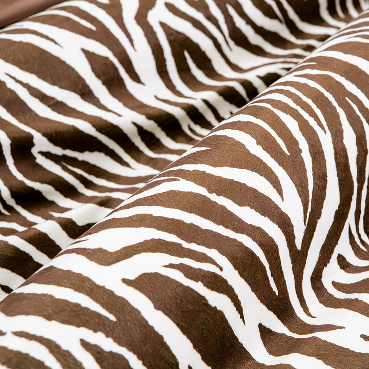 Zebra Print Reversible Duvet Cover Set — Microfiber Animal Print Bedding with Solid Brown Reverse