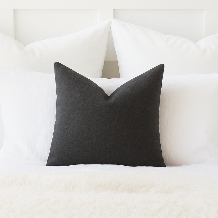 Minimalist Solid Charcoal Gray Cotton Throw Pillow Cover – Durable Accent Cushion Case for Sofa & Bed