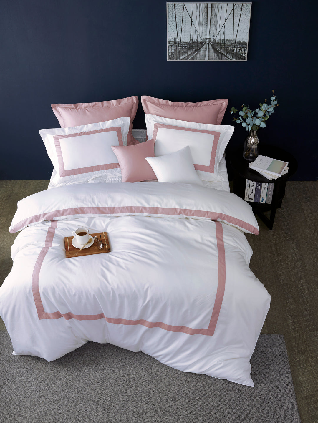 Blush Pink Flange Pillowcase | Solid Blush Pink Pillow Sham | Hotel Collection Premium Cotton