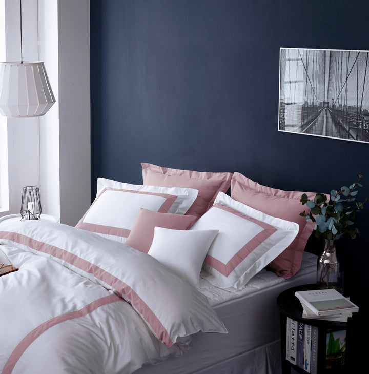 Blush Pink Flange Pillowcase | Solid Blush Pink Pillow Sham | Hotel Collection Premium Cotton