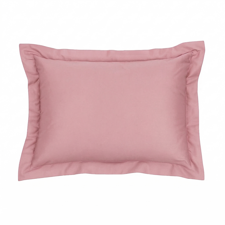Blush Pink Flange Pillowcase | Solid Blush Pink Pillow Sham | Hotel Collection Premium Cotton