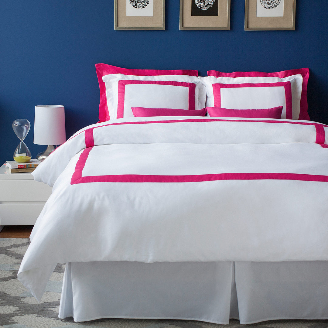 Hot Pink Border Frame Bed Pillowcase - Hotel Collection | Premium Cotton Decorative Flange