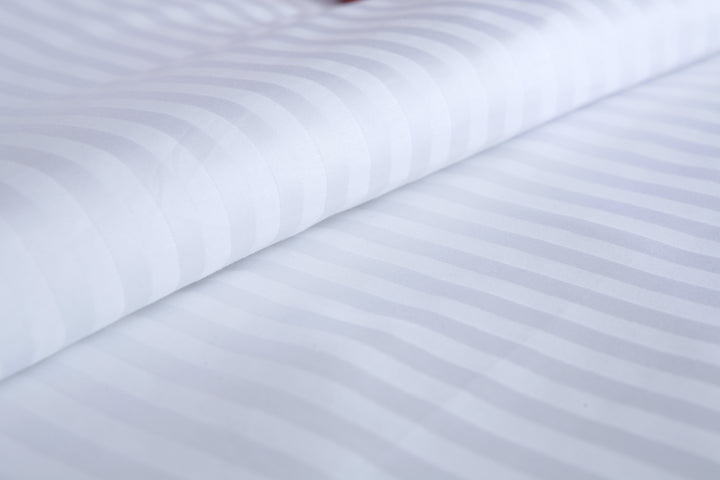 Hotel Style Crisp White Sateen Cotton Striped Duvet Cover Set - 600 Thread Count OEKO-TEX Certified Luxury Bedding