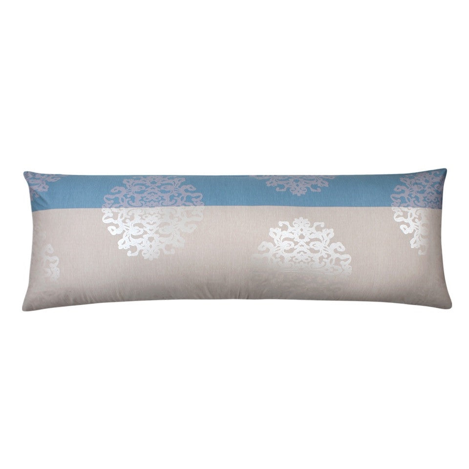20" X 54" Lavender & Pale Blue Damask Long Body Pillow Cover