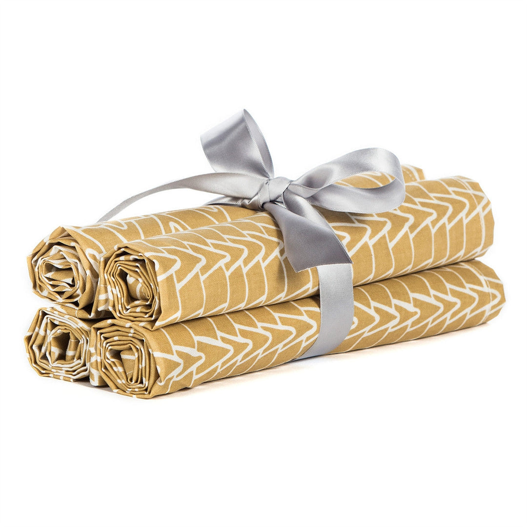 20" X 20" Organic Sand & White Table Linen Napkins ( Set of 4 )