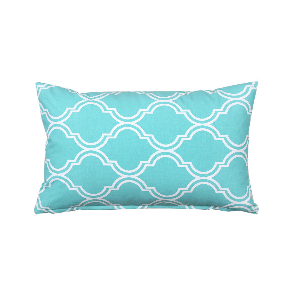Bono Aqua Blue and White Throw Pillow Cover