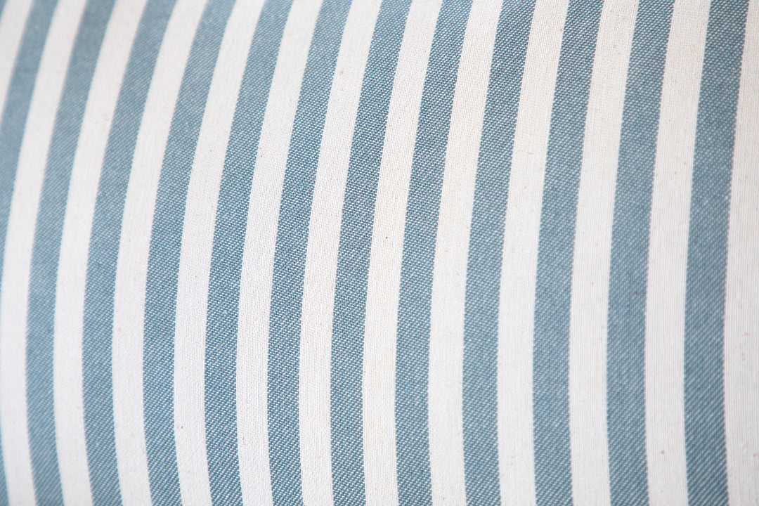 Light Blue White Linen Striped Decorative Pillow Cover