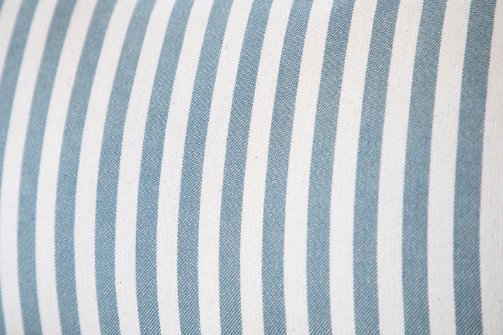 Light Blue White Linen Striped Decorative Pillow Cover