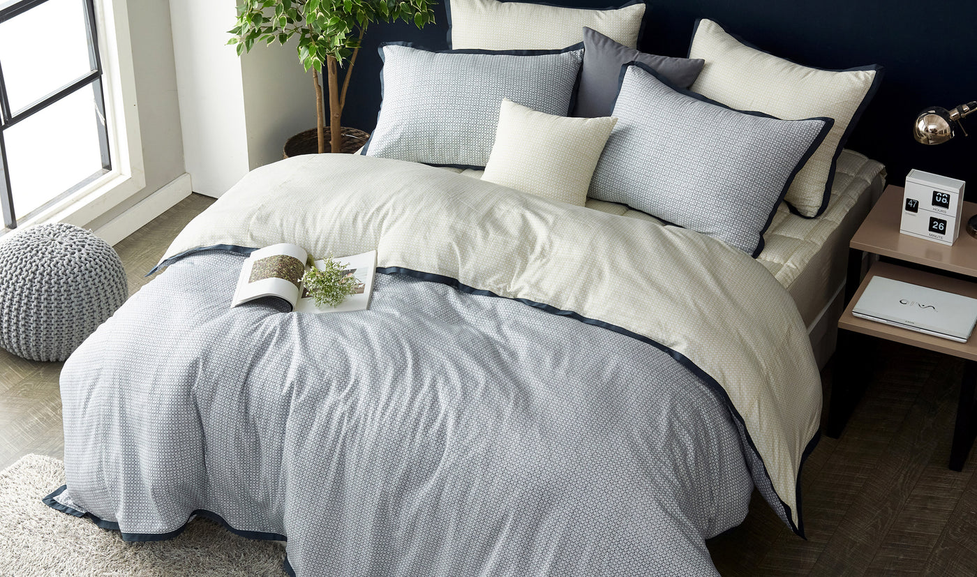 Modal Cotton Light Blue bedding queen king duvet cover set with flange