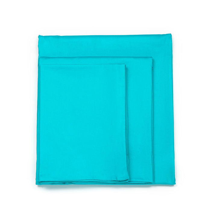 Aqua Blue Cotton Sateen Duvet Cover Set - 400 Thread Count Simple Minimalist Bedding