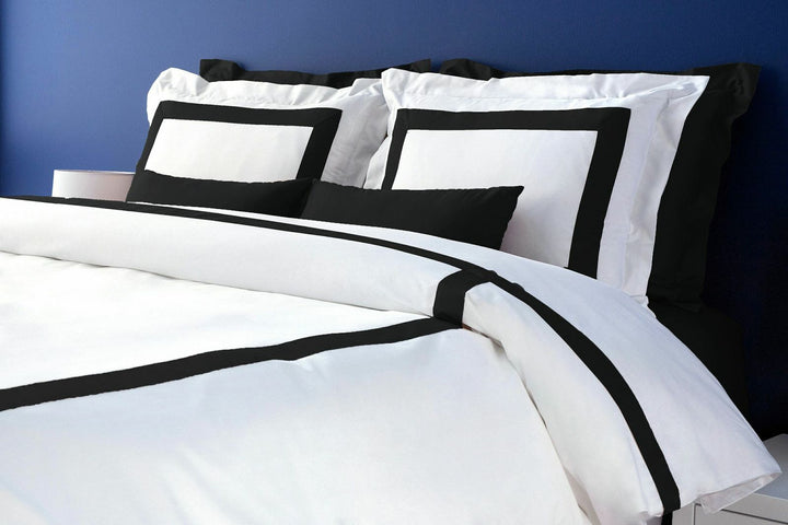 Black Border Frame Bed Pillowcase - Hotel Collection | Premium Cotton Decorative Flange