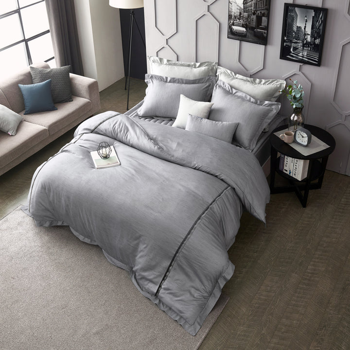 Modern Gray Modal Blend Soft Duvet Cover Set
