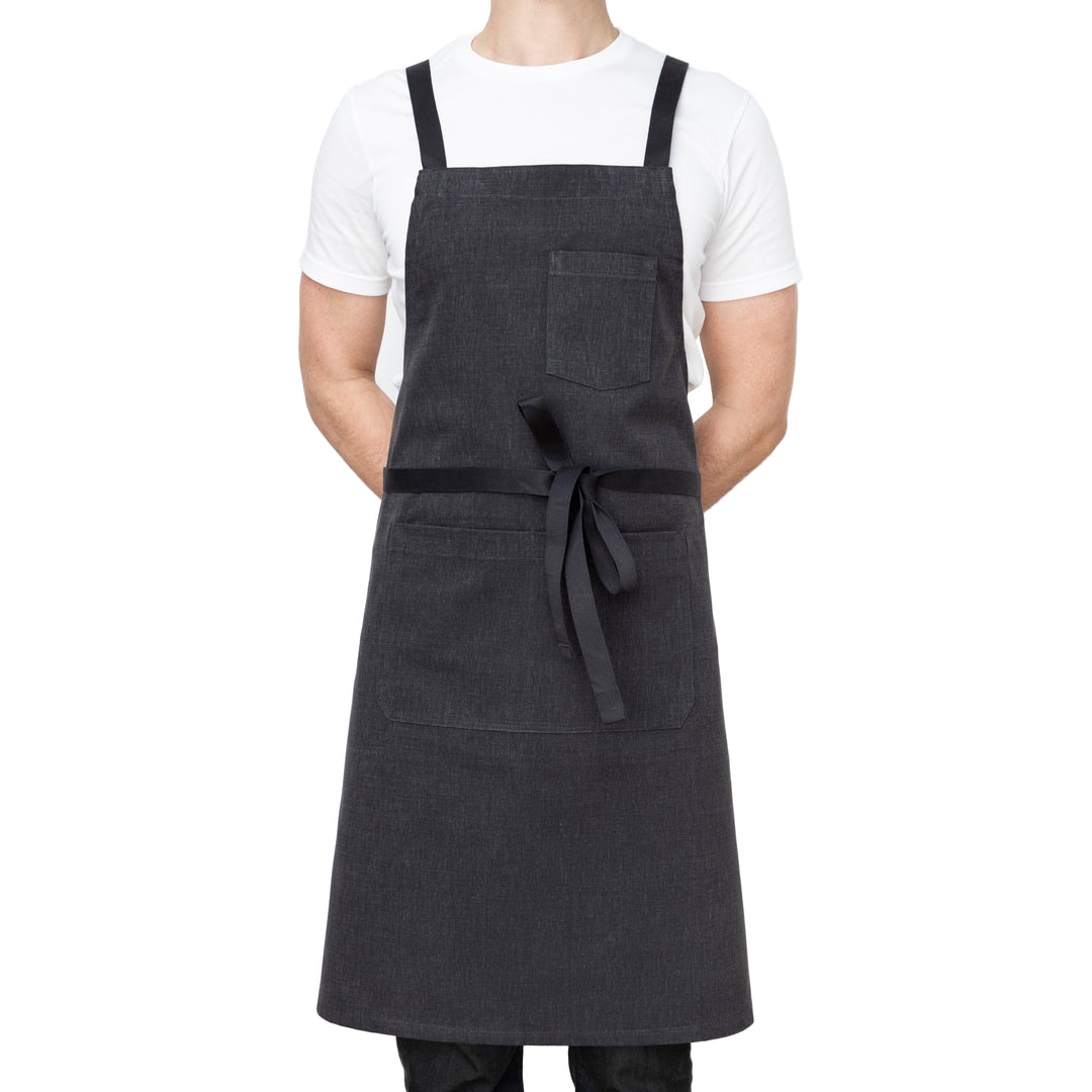 Charcoal Dark Gray Chef's Apron with Pockets Front