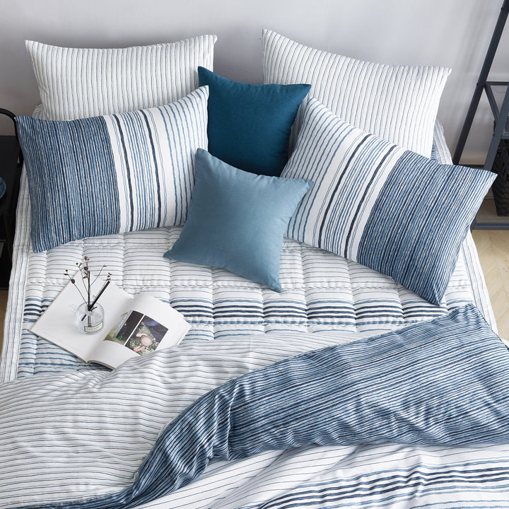Modern Blue Striped Cotton Modal Blend Bedding 