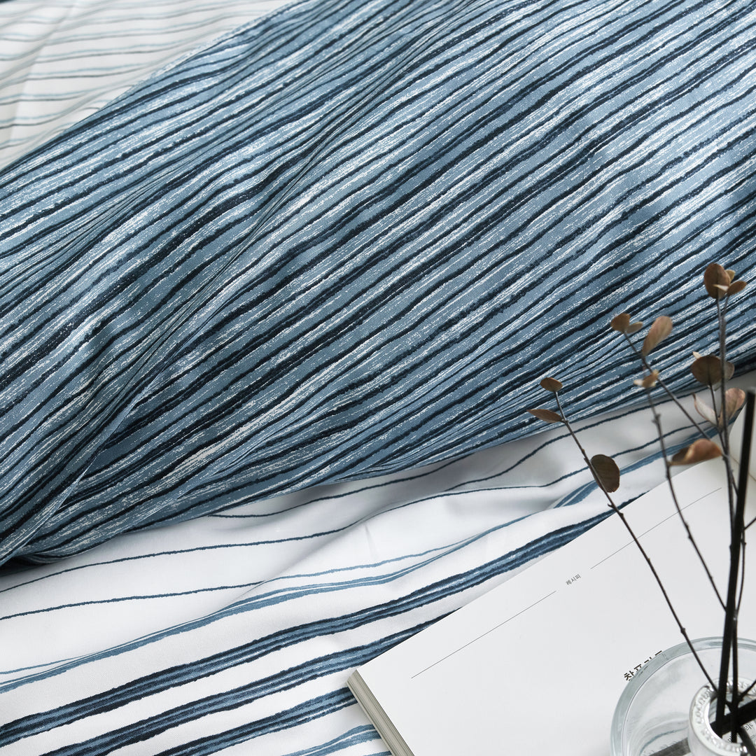 Cotton Modal Blue Striped Duvet Cover Set