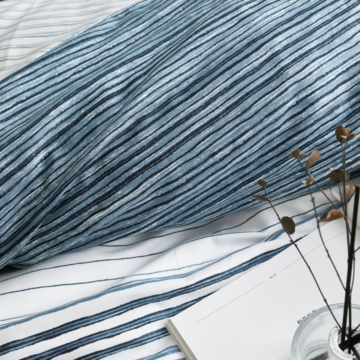 Cotton Modal Blue Striped Duvet Cover Set