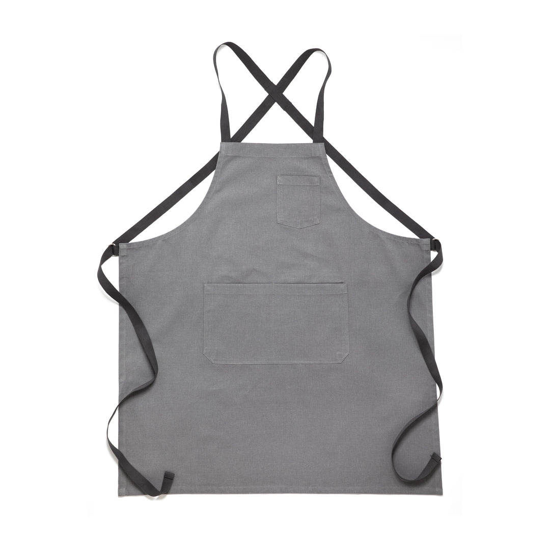 Light Gray Chef's Apron with Pockets Flat