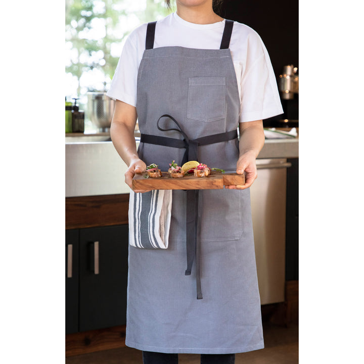 Light Gray Chef's Apron with Pockets Lifestyle