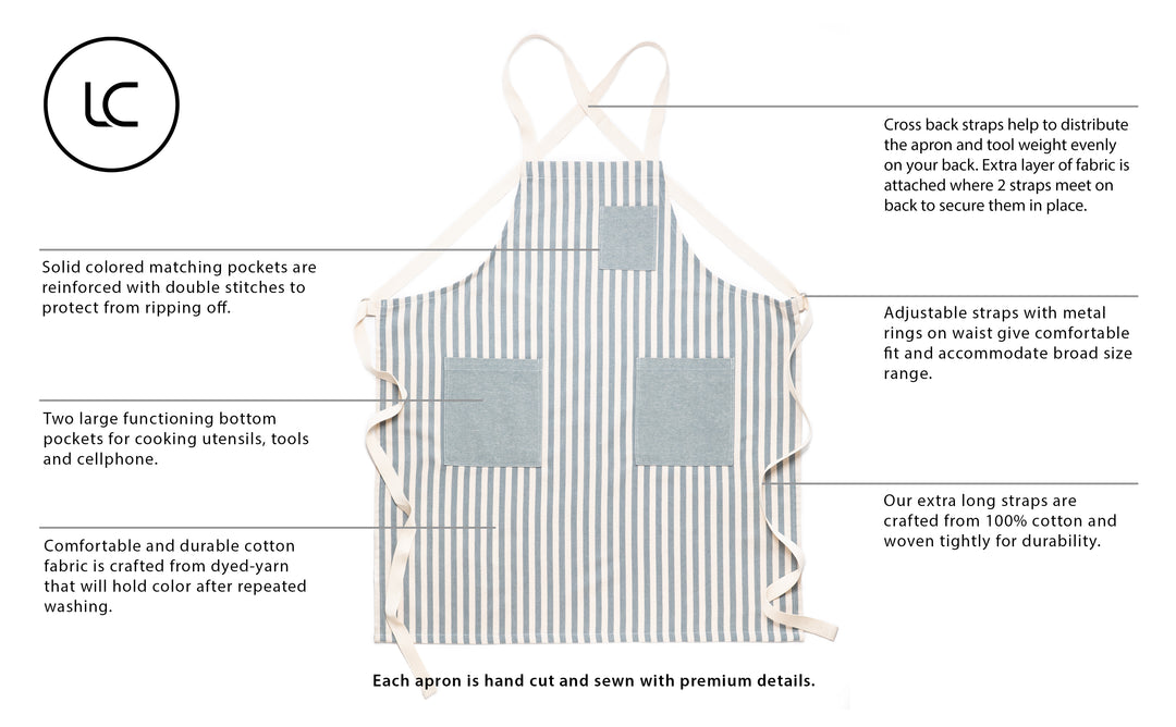 Stripe Airy Cotton Apron (Regular Size / Cross Back)