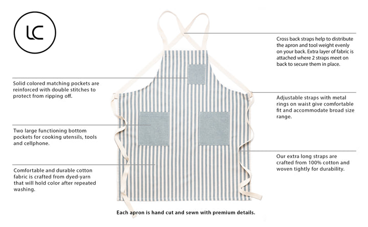 Stripe Airy Cotton Apron (Regular Size / Cross Back)