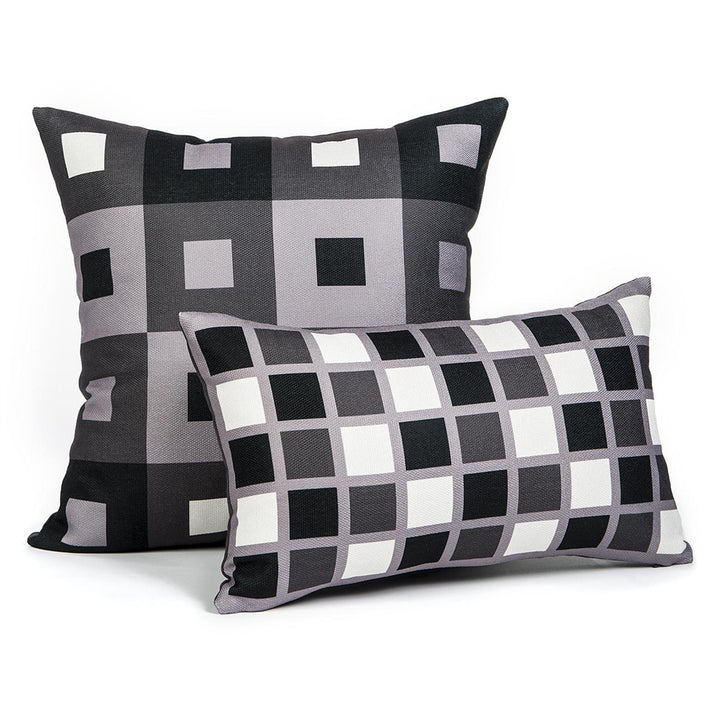 Checkered Grey Throw Pillow