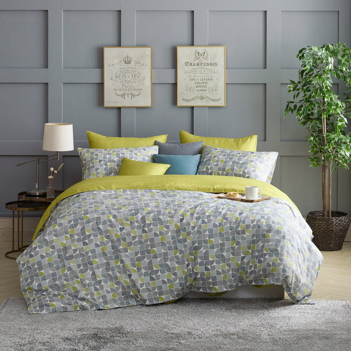 Olive Mustard Yellow Modal & Cotton Modern Duvet Cover Set