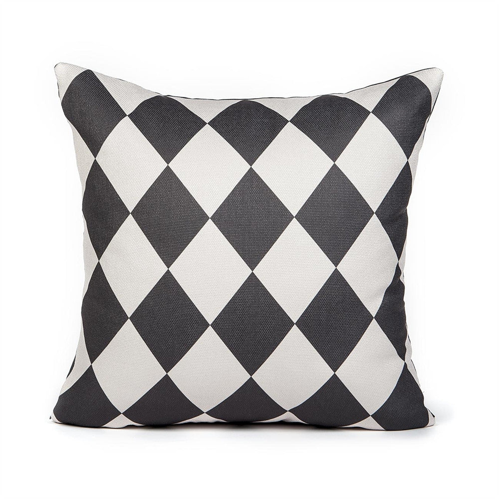 Cream & Gray Checkered Pattern Accent Throw Pillow