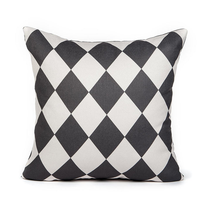 Cream & Gray Checkered Pattern Accent Throw Pillow