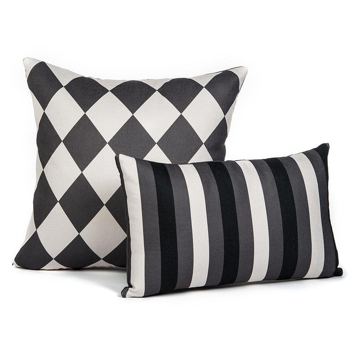 Cream & Gray Checkered Pattern Accent Throw Pillow