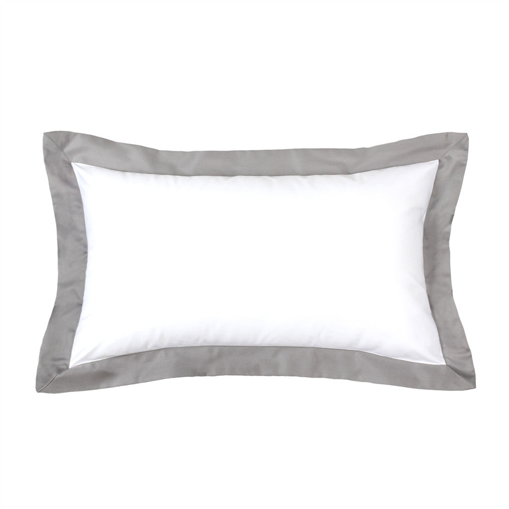 12" X 20" Light Grey Flange Rectangular Oblong Pillow
