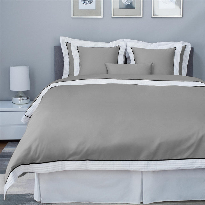 Cotton Sateen Gray Pintuck Duvet Cover Set