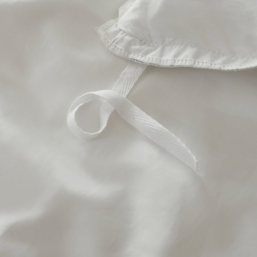Lucia Cotton Sateen Soft White Gray Duvet Cover Set
