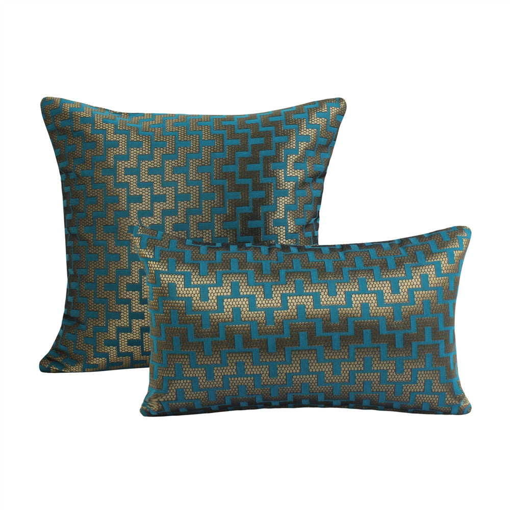 LaCozi Mazy Turquoise Gold Decorative Throw Pillow Cover 12 x20