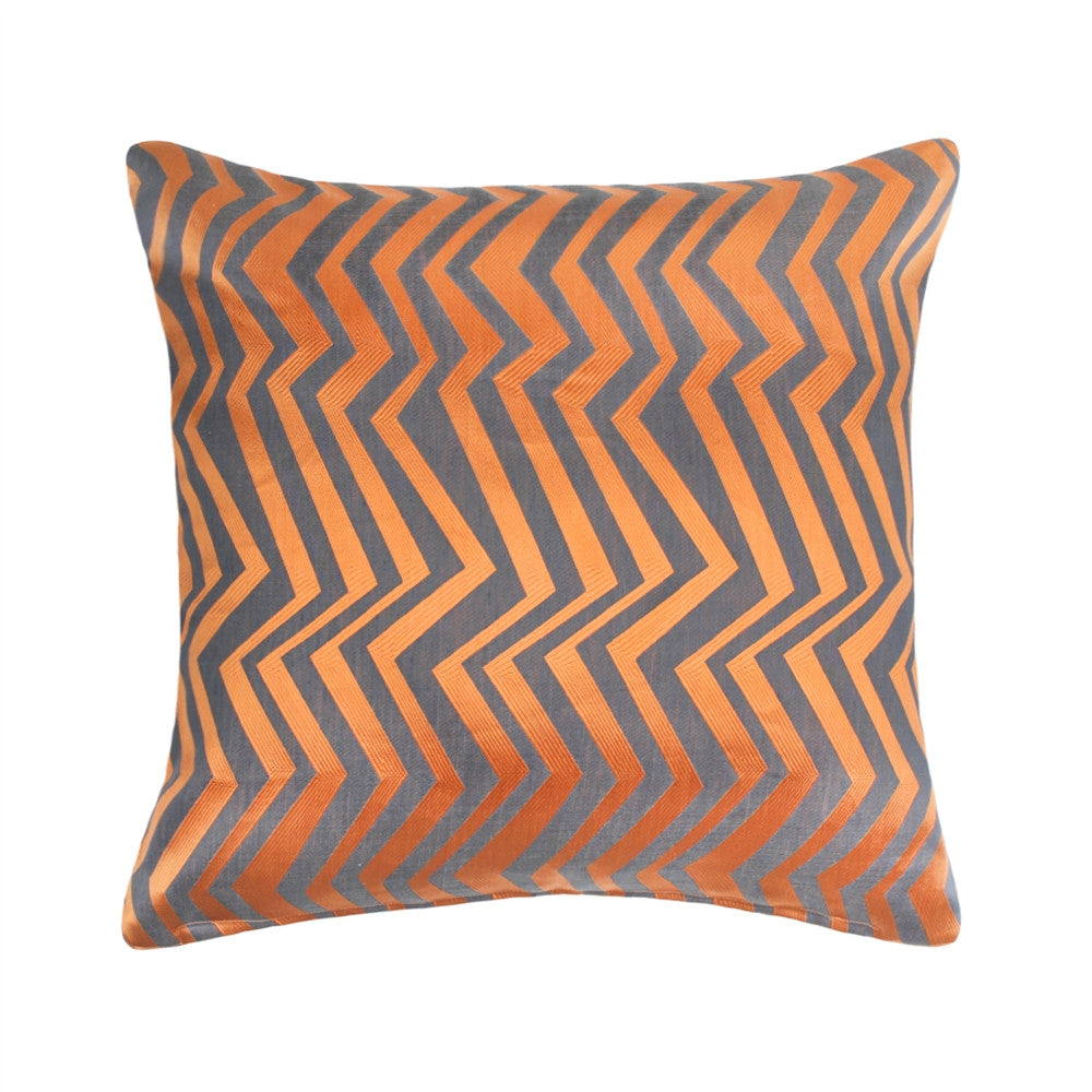Charcoal & Orange Ziggy Throw Pillow