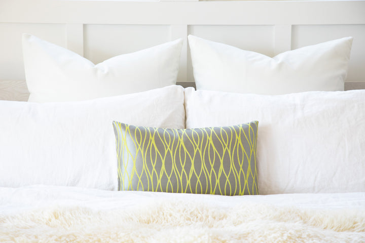 Citron Yellow Gray Swirl Decorative Pillow Cover