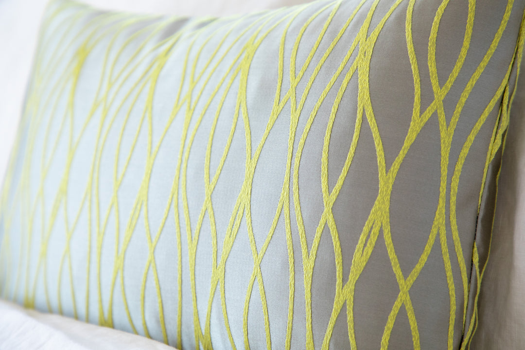 Citron Yellow Gray Swirl Decorative Pillow Cover
