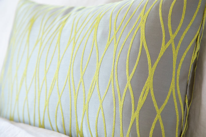Citron Yellow Gray Swirl Decorative Pillow Cover