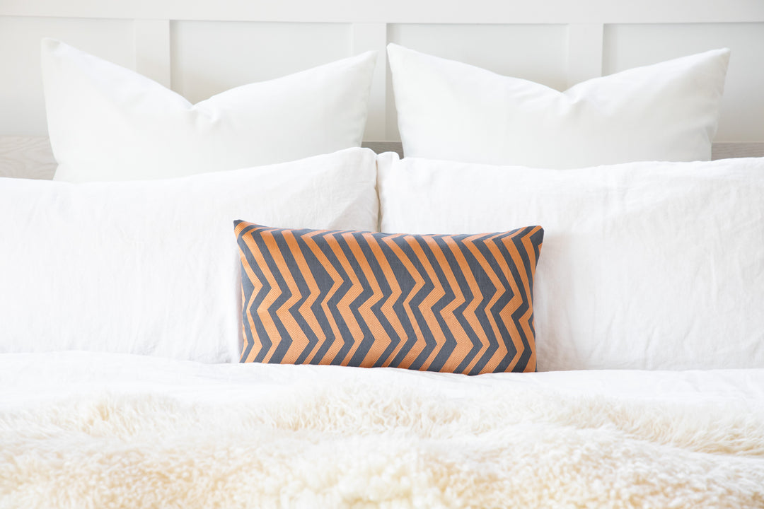 Dark Grey Orange Ziggy Chevron Throw Decorative Pillow Cover