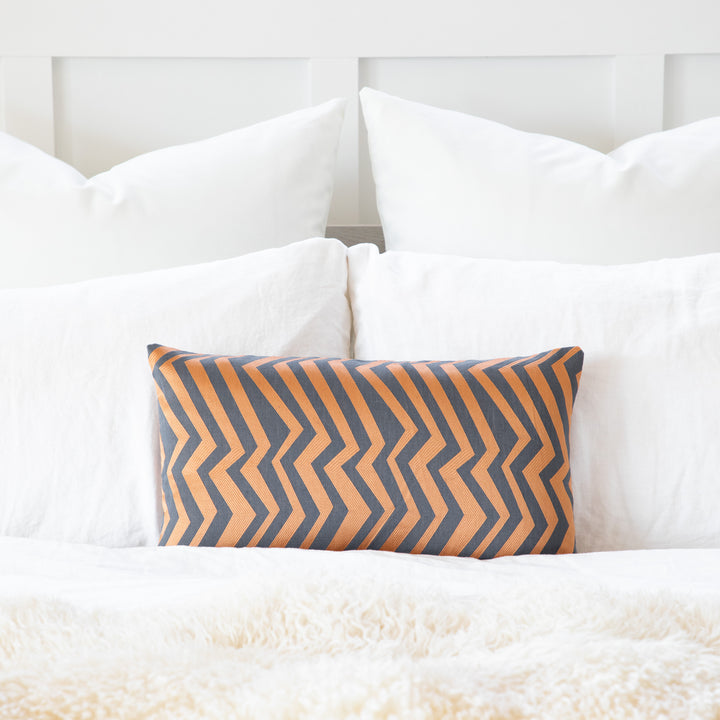 Dark Grey Orange Ziggy Chevron Throw Decorative Pillow Cover