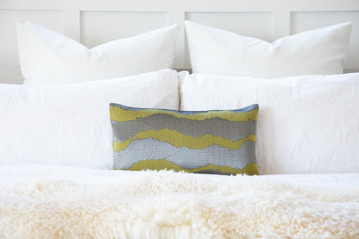 Mazy Green Silver Stripe Throw Decorative Pillow Cover