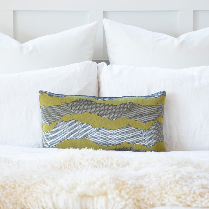 Mazy Green Silver Stripe Throw Decorative Pillow Cover