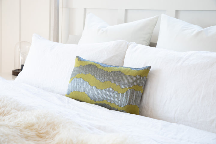 Mazy Green Silver Stripe Throw Decorative Pillow Cover