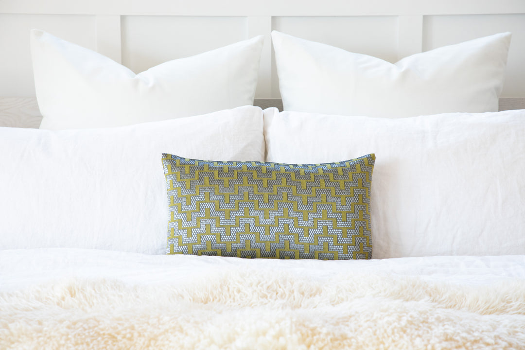 Mazy Silver Green Throw Pillow Cover